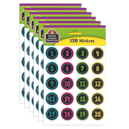 Teacher Created Resources Chalkboard Brights Numbers Stickers, PK720 TCR3841